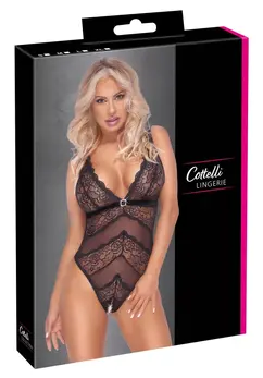Cottelli Lingerie Lace Bodysuit S, Powernet & Adjustable Straps