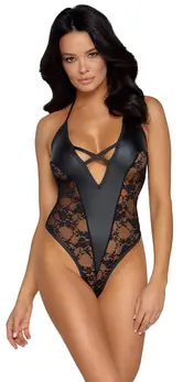 Cottelli Lingerie Body Matte Look & Lace, Black, Size L