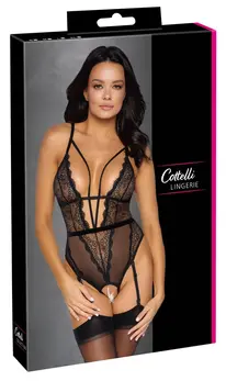 Cottelli Lingerie Body Pear S String - Sheer Lace & Removable Pearl Chain