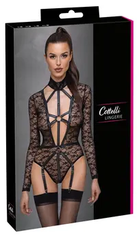 Cottelli LINGERIE Body Lace XL - Elegant Lace Bodysuit with Harness Detail