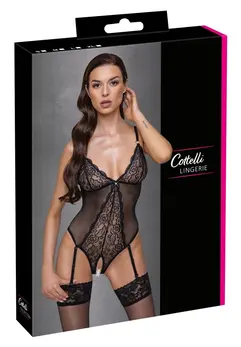 Cottelli LINGERIE Bodysuit L Black Lace Adjustable Straps