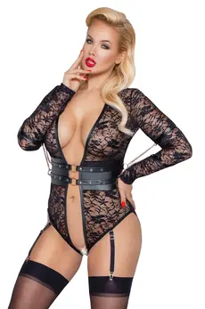 Cottelli Bondage Body 3XL Lace Long Sleeve with Rose-Gold Accents
