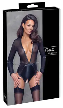 Cottelli Collection Bondage Body Black XL - Matte & Mesh, Detachable Straps