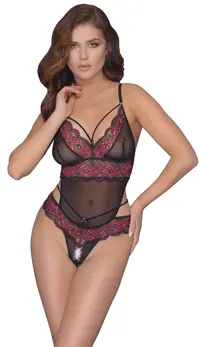 Cottelli Lingerie Floral Lace Body S/M, Two-Tone, Adjustable Straps