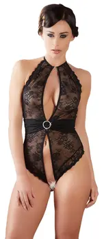 Cottelli Collection Body M Black Transparent with Rhinestone Details