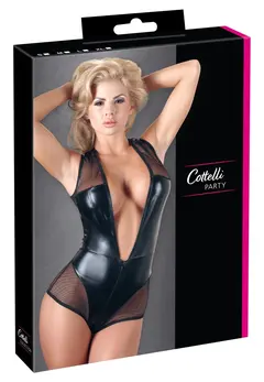 Cottelli Collection Body Black Wet Look Mesh S Zipper Detail