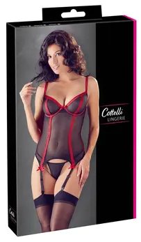 Cottelli Collection Basque Set 80B/M Semi-Transparent Black Lace