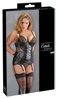 Cottelli Collection Basque 90D/XL Black Lace & Matte Design with Cuffs