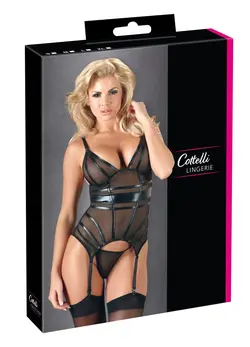 Cottelli Collection Cami Suspender XL, Wet Look, Adjustable Straps