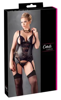 Cottelli Collection Cami Suspender 4XL with Lace Accents, Black