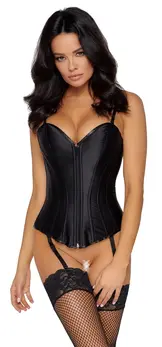 Cottelli PARTY Overbust Corset Black XL - Satin Finish, Adjustable Straps