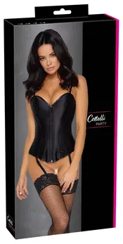 Cottelli PARTY Satin Overbust Corset Black L Adjustable Fit