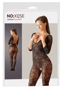 Cottelli Collection Lace Catsuit S-L Black Floral Seamless Design