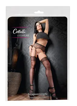 Cottelli Collection Stockings 20 Denier Velvet Soft Classic Border Black