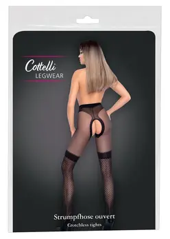 Cottelli LEGWARE Pantyhose Model 4136360 with Mesh Overknees, Black, 30 DEN