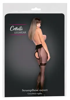Cottelli Legwear Crotchless Net Tights with Suspender Design 30 Denier