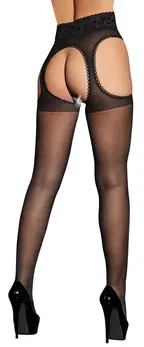 Cottelli Collection Suspender Tights Lace Design Black Size S-L