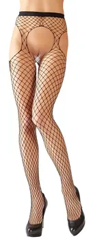 Cottelli Collection Fence Net Suspender Tights S-L, Black, Stretch Fit