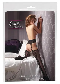 Cottelli Collection Suspender-Style Net Tights S/M with Back Seam