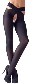 Cottelli Collection Black Stockings S/M with Criss-Cross Waist Strap