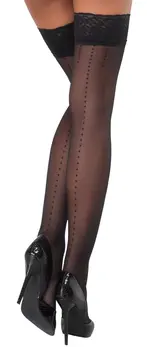 Cottelli Legware Dot 2 Hold-Up Stockings Black with Lace Top 20 DEN