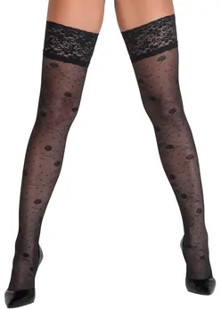 Cottelli LEGWARE Rose Hold-Up Stockings Black Lace 20 DEN Oeko-Tex