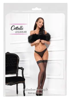 Cottelli LEGWARE Stockings Black 20 DEN Lace Top Hold-Up 5 Size