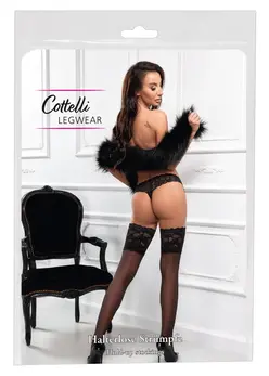 Cottelli LEGWARE Hold-Up Stockings Black Silicone Lace 20 DEN