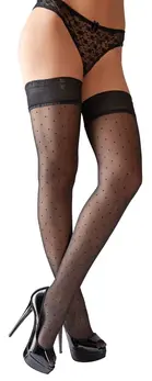 Cottelli Collection Hold-Up Stockings Dots 25 DEN, Black, Size Universal