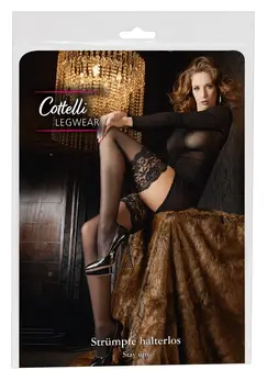 Cottelli Collection Hold-up Stockings 20 Denier Lace Top Black M/L