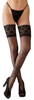Cottelli Collection Hold-up Stockings Floral Lace Top 20 Denier Black