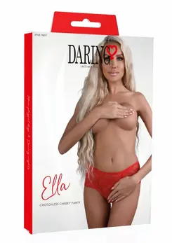 Ella Crotchless Cheeky Panty Lace Design S/M & L/XL Black