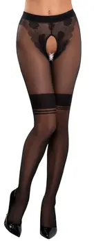 Cottelli Legware Retro Open-Crotch Tights 25 Den Nude/Black S/M