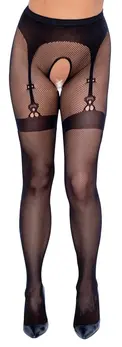 Cottelli Legware Tights S-L with Integrated Suspender Net Design