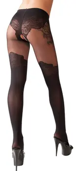 Cottelli Legwear Black Over-the-Knee Open-Design Tights 40/20 DEN