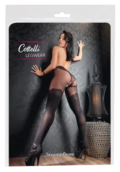 Cottelli Legwear Black Open-Crotch Tights Opaque & Sheer 40/20 Den
