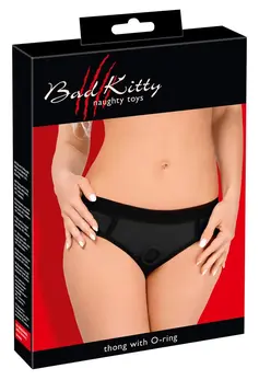Bad Kitty Strap-On Panties 2XL Black Microfibre Adjustable Ring