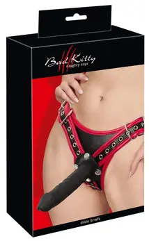 Bad Kitty Adjustable Strap-On Harness S/M Leather Look with 3 Silicone Attachments