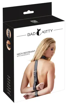 Bad Kitty Adjustable Body Restraint System with Handcuffs - Black PU