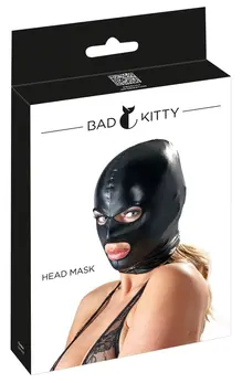 Cottelli Collection Wet Look Black Mask with Eye and Mouth Openings