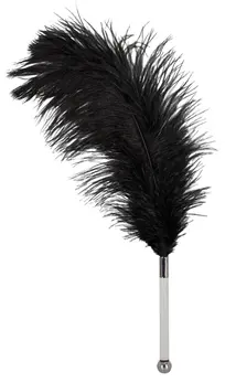 Zado Black Ostrich Feather Wand Acrylic Handle 13cm Elegant Design