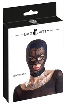 Bad Kitty Lace Head Mask Black - Flexible, Breathable Design