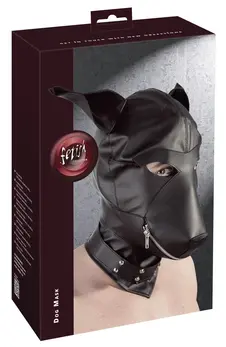 ZADO Faux Leather Dog-Style Hood with Collar, Adjustable Fit, Black