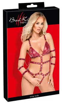 Bad Kitty Body Harness Red S - Adjustable Straps & Detachable Chains