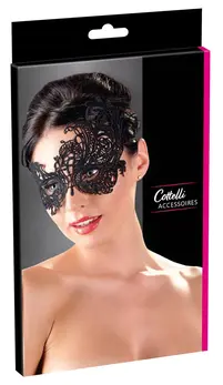 Cottelli Collection Embroidered Eye Mask Elegant Black Lace Design