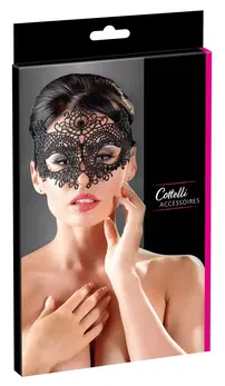 Cottelli Collection Embroidered Eye Mask Black - Elegant Lace Design