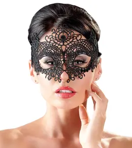 Cottelli Collection Embroidered Eye Mask Black - Elegant Lace Design