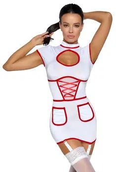 Cottelli Costumes Nurse M White Red Suspender Dress Costume L/XL