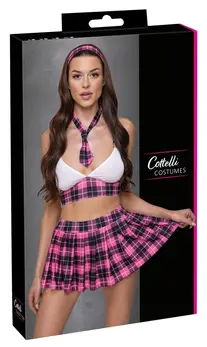 Cottelli Costumes School Uniform Set M Pink/Black/White Checkered 4-Piece