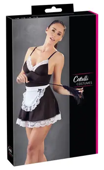 Cottelli Collection Maid Dress L Classic Black & White Adjustable Fit